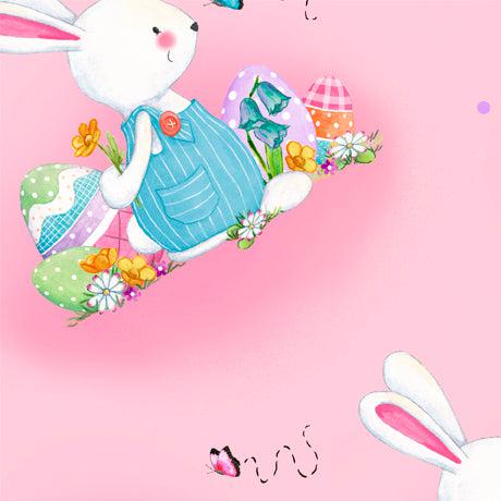 Bunny Wishes Pink Bunny Vignettes Fabric