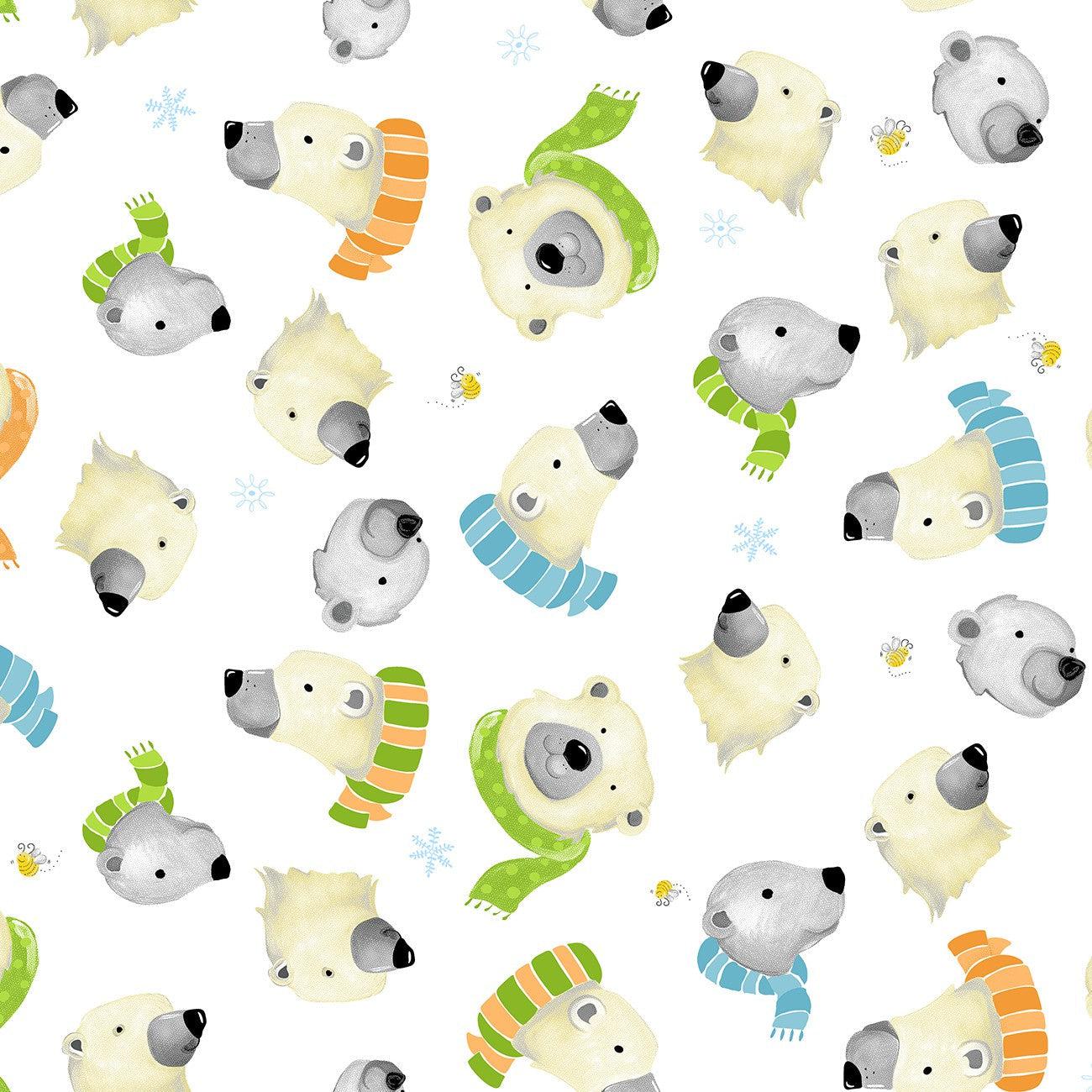 Burr the Polar Bear White Furry Faces Fabric-Susybee-My Favorite Quilt Store