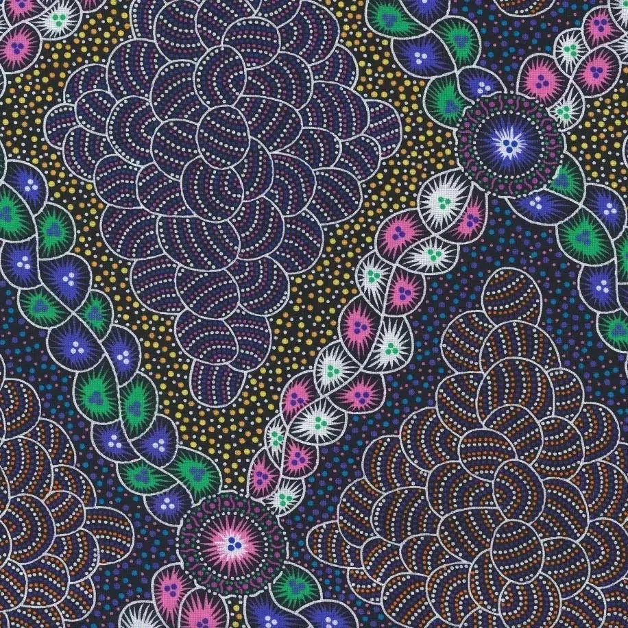 Bush Waterhole Purple Aboriginal Fabric