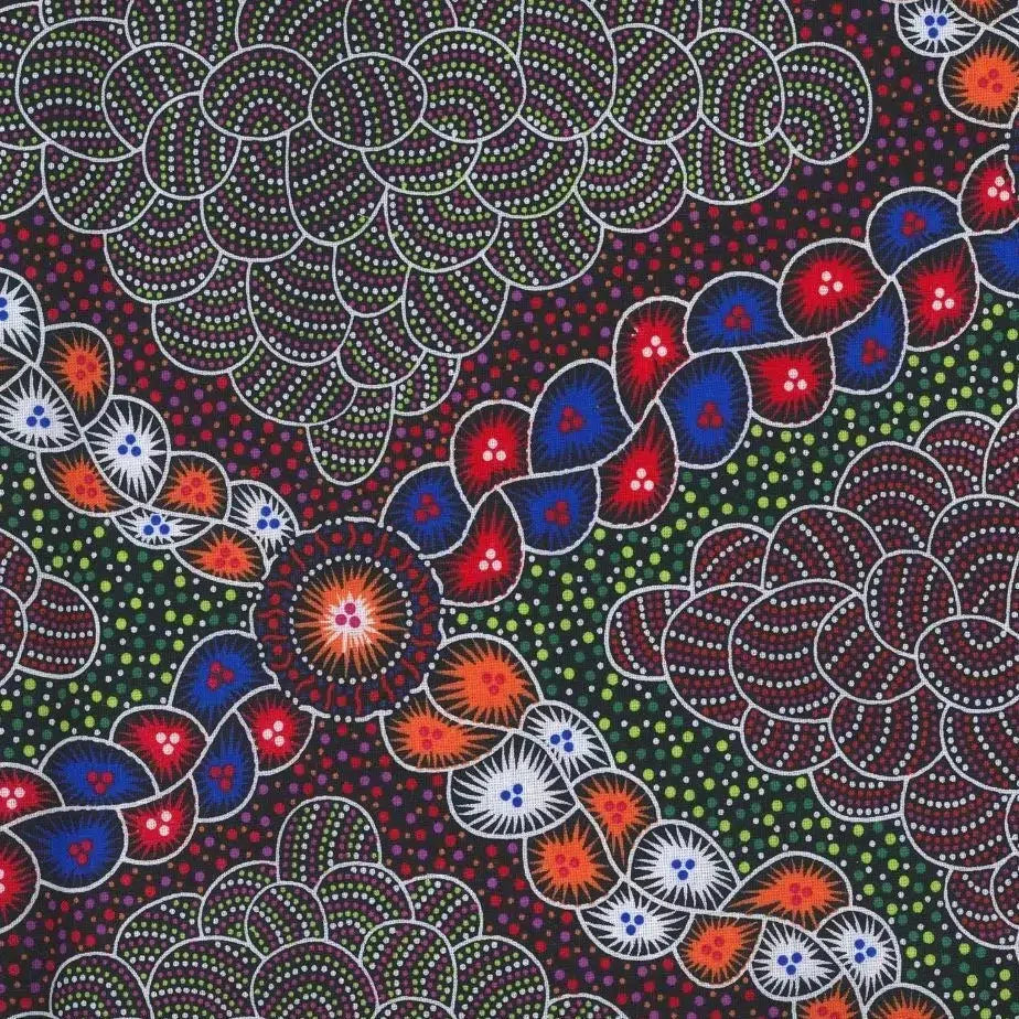 Bush Waterhole Red Aboriginal Fabric