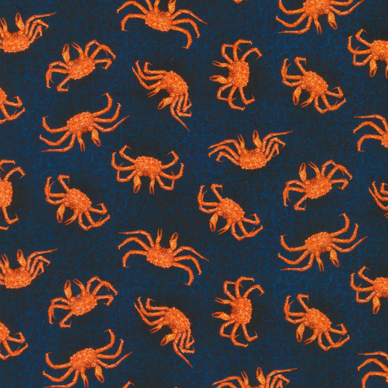 Catch of the Day Navy Crabs Fabric-Robert Kaufman-My Favorite Quilt Store