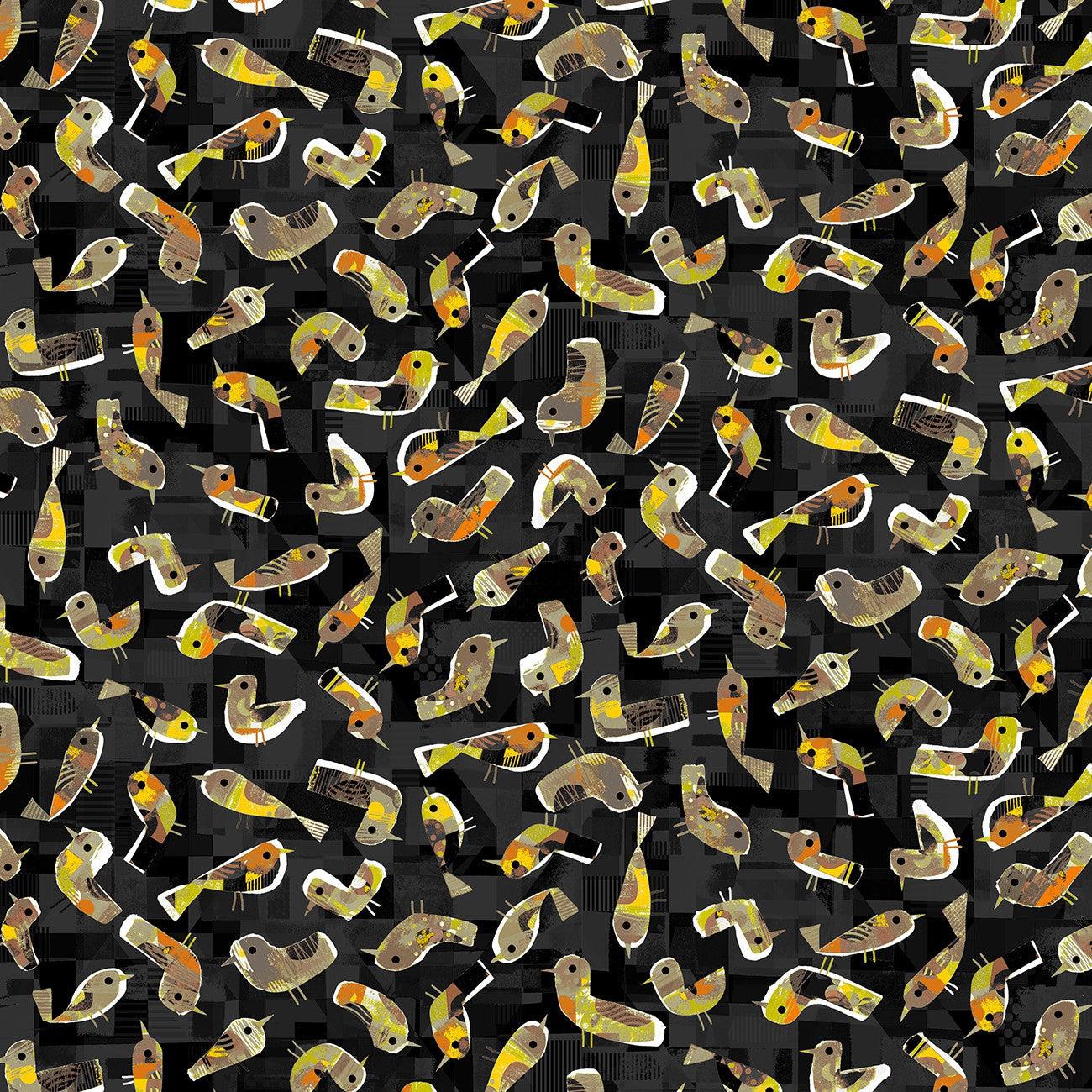 Catsville Night Birdie Fabric-Windham Fabrics-My Favorite Quilt Store