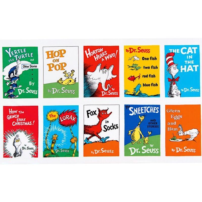 Celebrate Seuss! Book Collection Panel 24" x 44"-Robert Kaufman-My Favorite Quilt Store