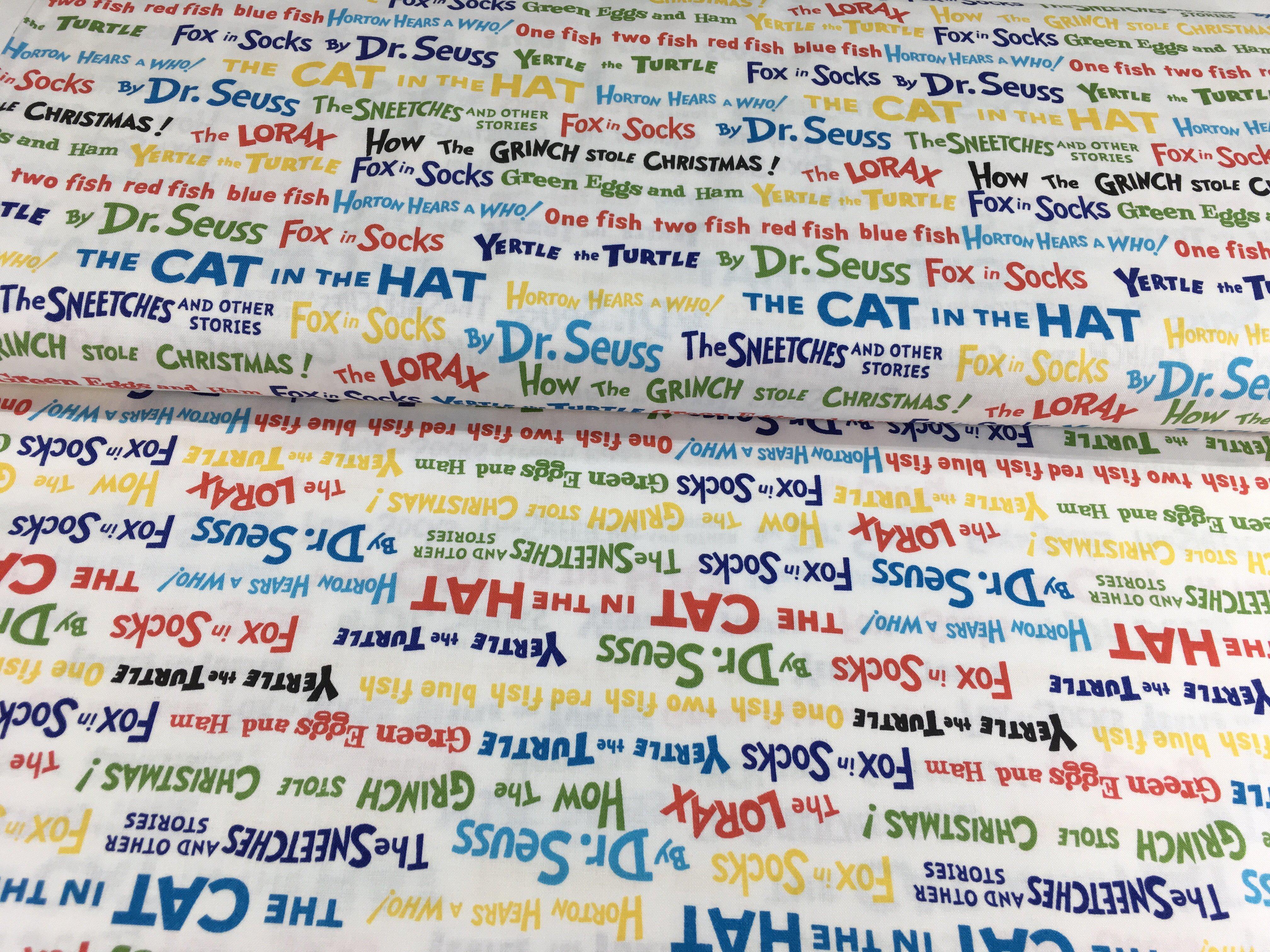 Celebrate Seuss! Book Titles Fabric-Robert Kaufman-My Favorite Quilt Store