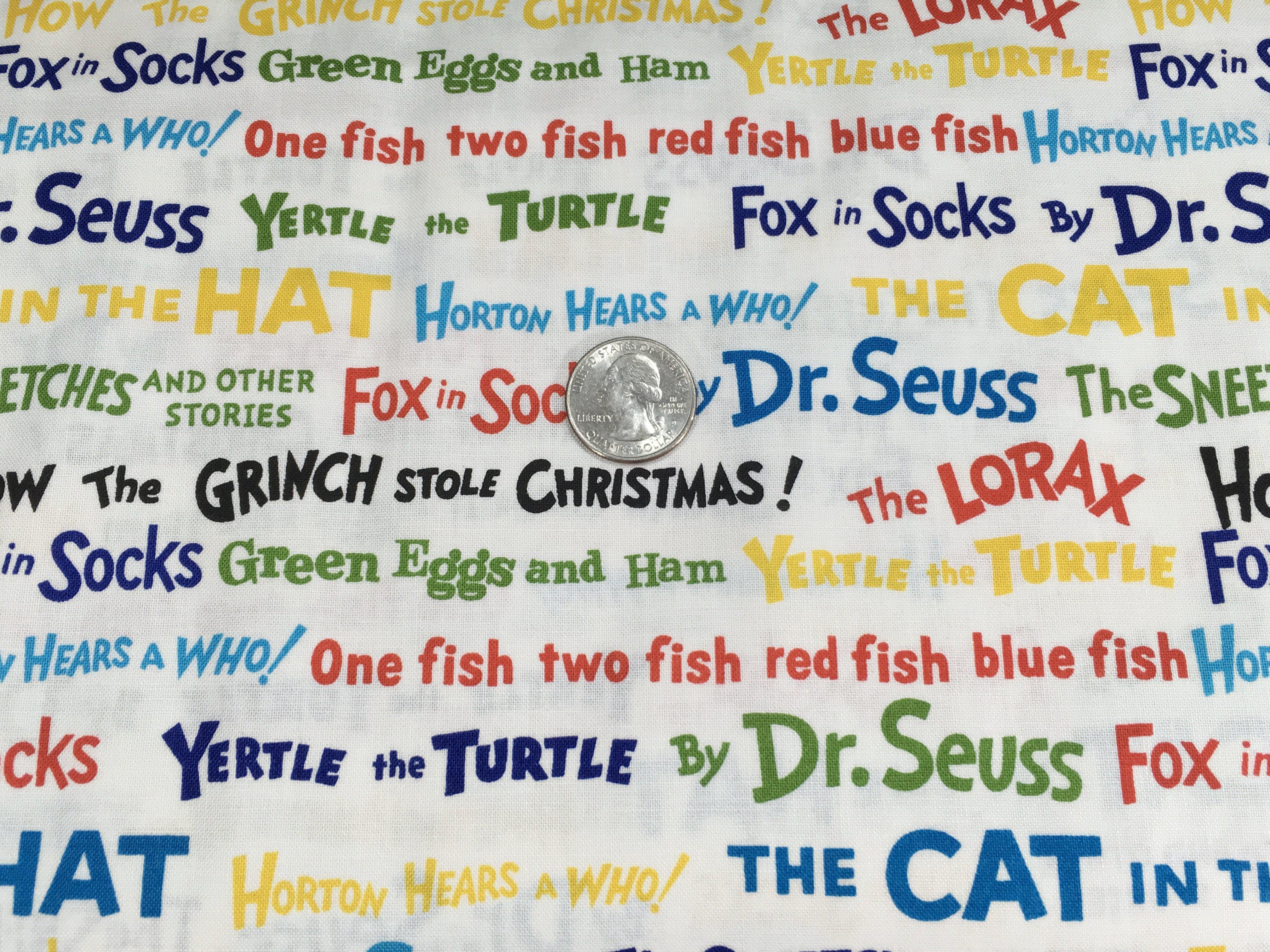 Celebrate Seuss! Book Titles Fabric-Robert Kaufman-My Favorite Quilt Store