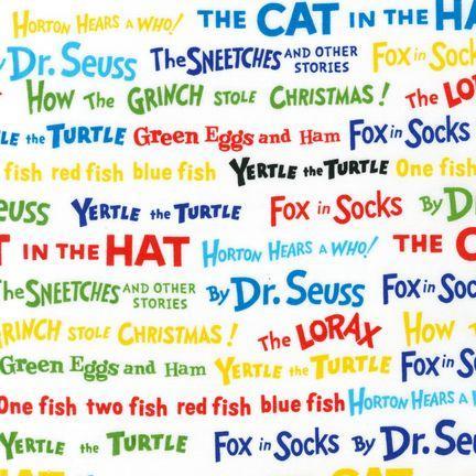 Celebrate Seuss! Book Titles Fabric-Robert Kaufman-My Favorite Quilt Store