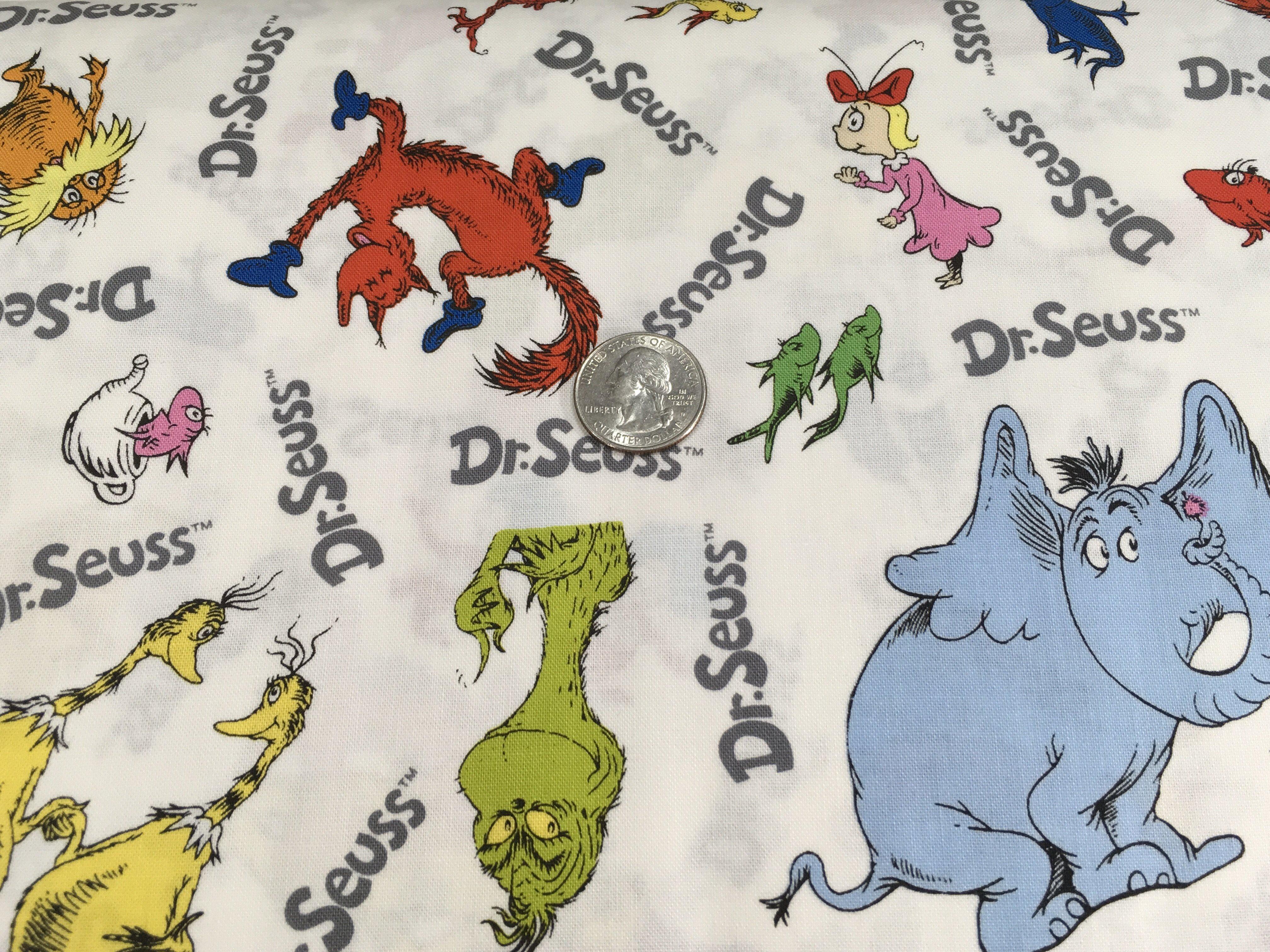 Celebrate Seuss! Character Toss Words Fabric-Robert Kaufman-My Favorite Quilt Store