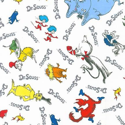 Celebrate Seuss! Character Toss Words Fabric