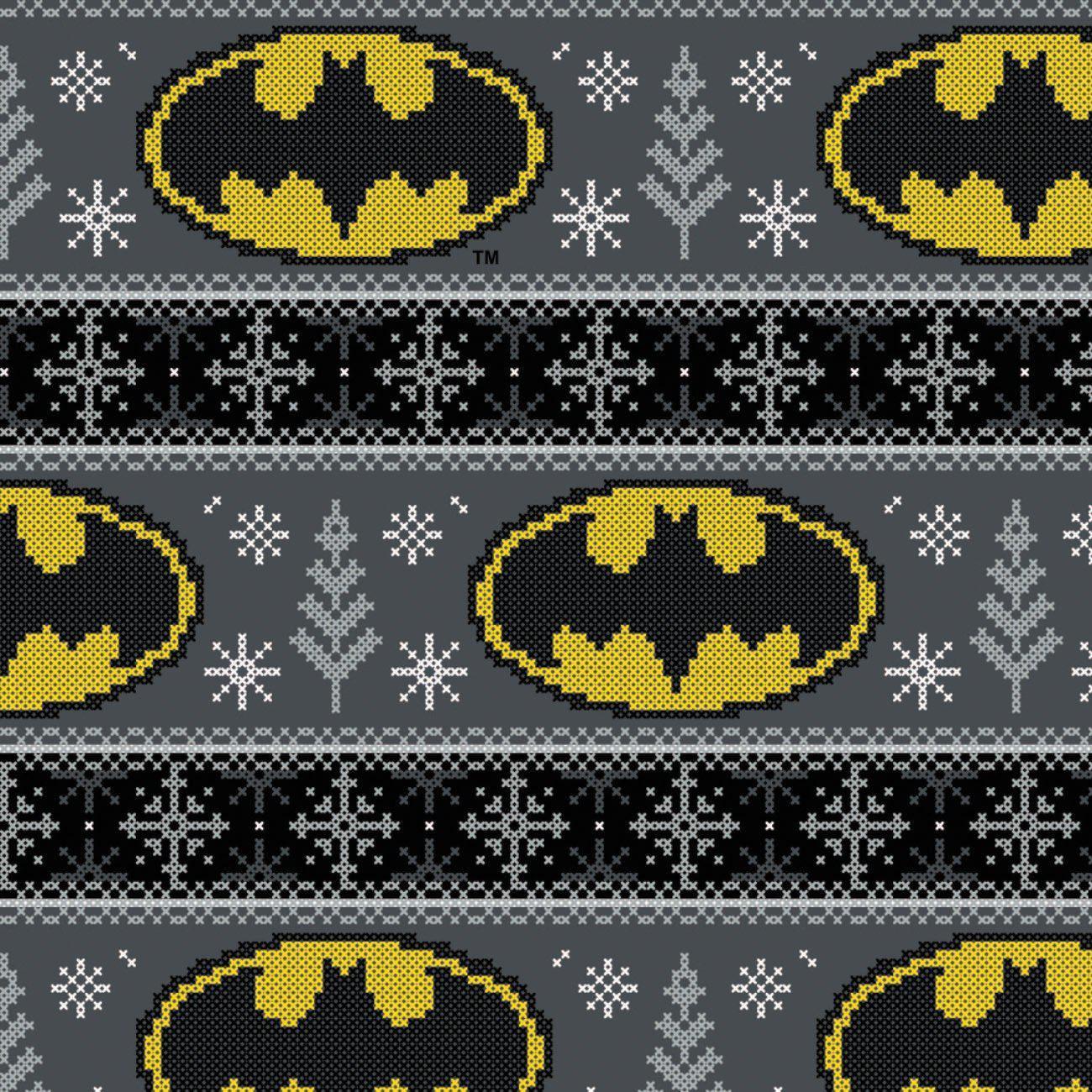 Character Winter Holiday Grey Batman Fair Isle Fabric - Camelot Fabrics |  My Favorite Quilt Store