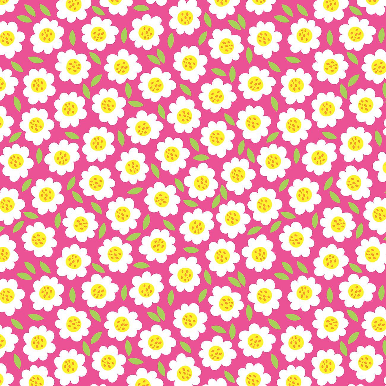 Chasing Rainbows Pink Tossed Flower Fabric-Henry Glass Fabrics-My Favorite Quilt Store