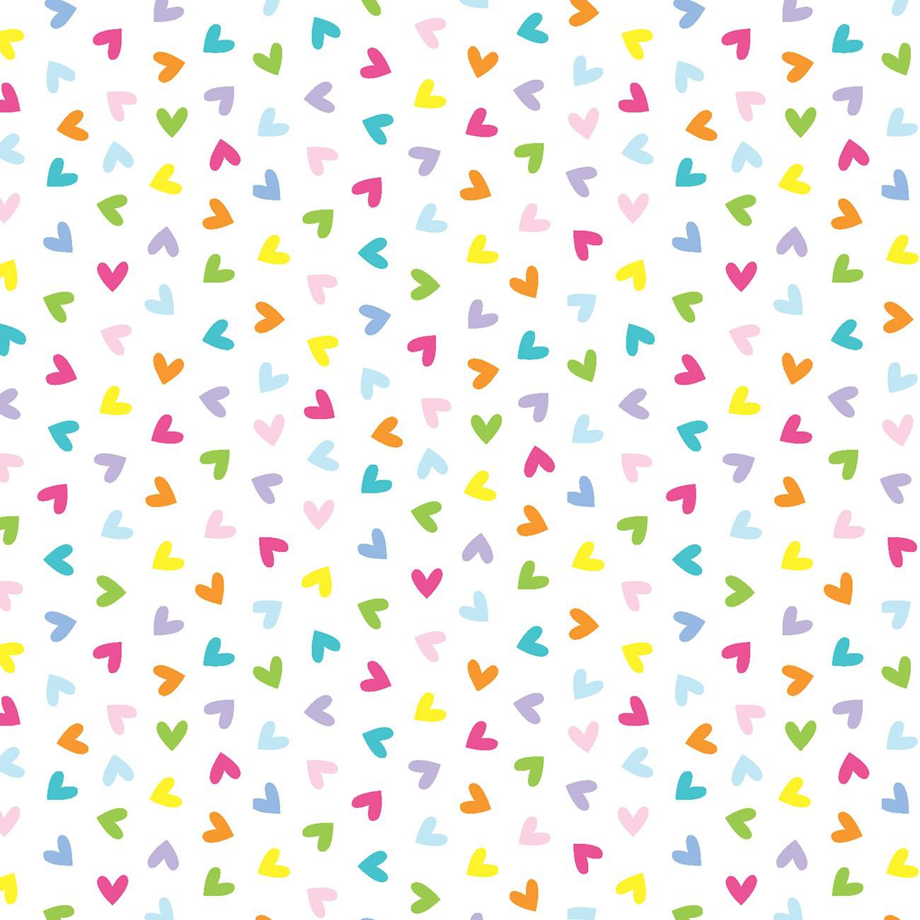 Chasing Rainbows White Tiny Tossed Hearts Fabric