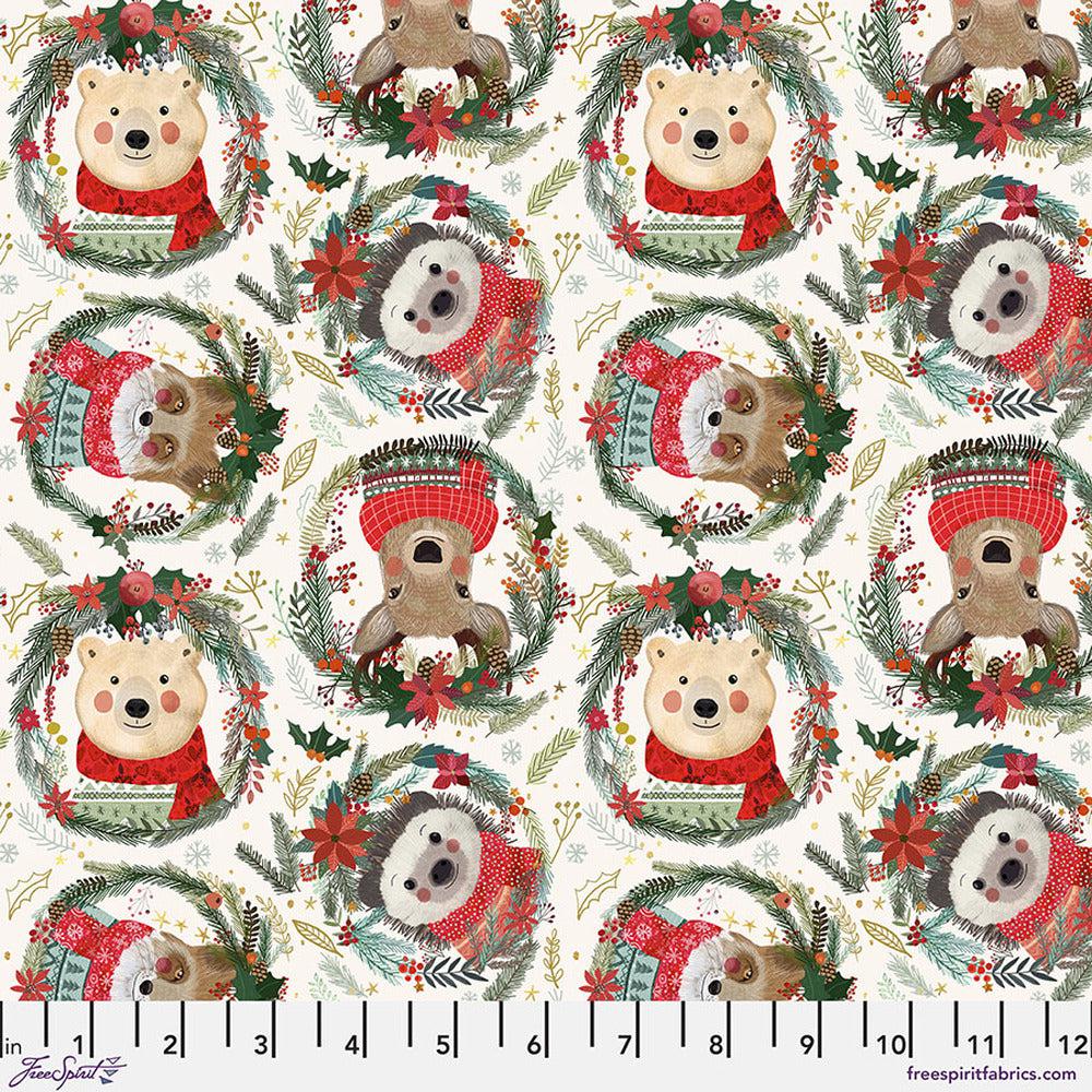 Christmas Squad Ivory Fuzzy Friends Fabric-Free Spirit Fabrics-My Favorite Quilt Store