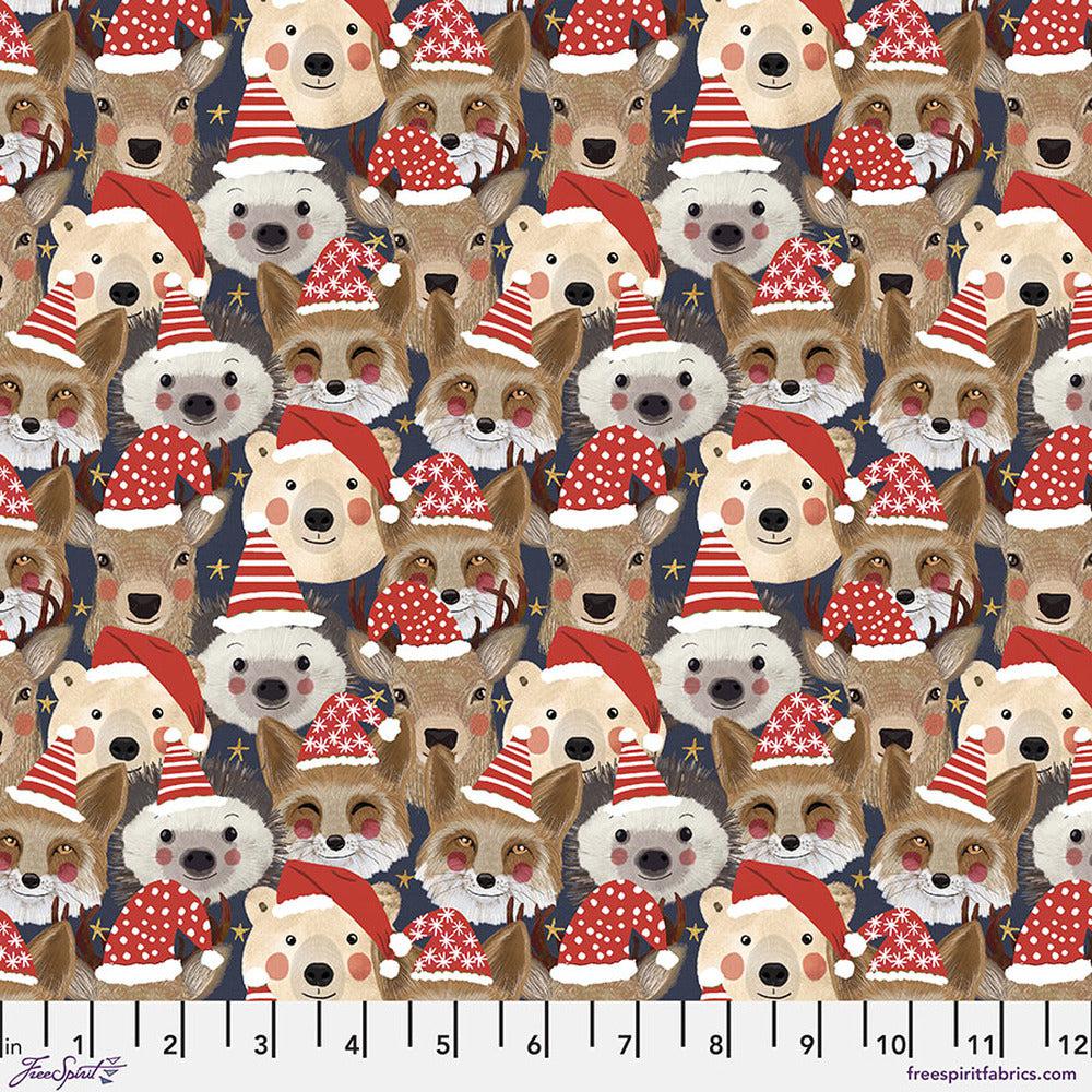 Christmas Squad Navy Wild Santa Fabric-Free Spirit Fabrics-My Favorite Quilt Store