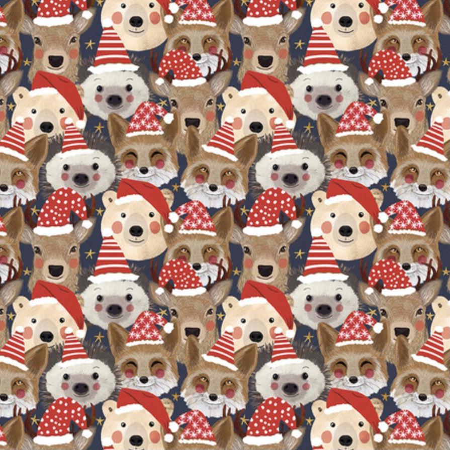 Christmas Squad Navy Wild Santa Fabric-Free Spirit Fabrics-My Favorite Quilt Store