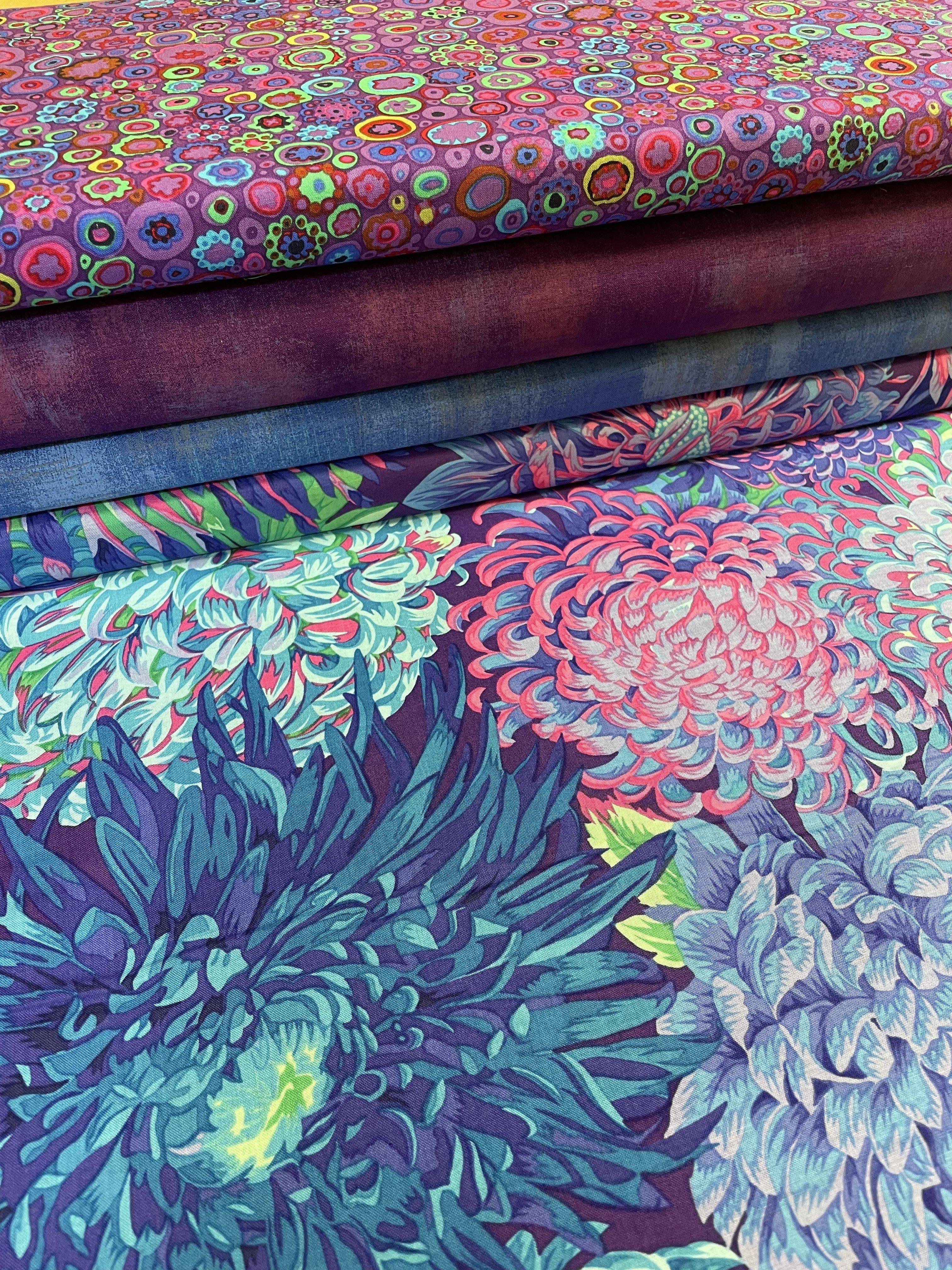 Chrysanthemum Blue and Purple Fabric Kit-My Favorite Quilt Store-My Favorite Quilt Store