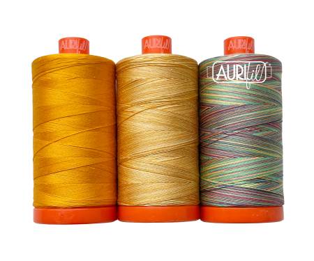 Color Builder 50wt 2022 Golden Shrimp Plant 3 pc Set-Aurifil-My Favorite Quilt Store