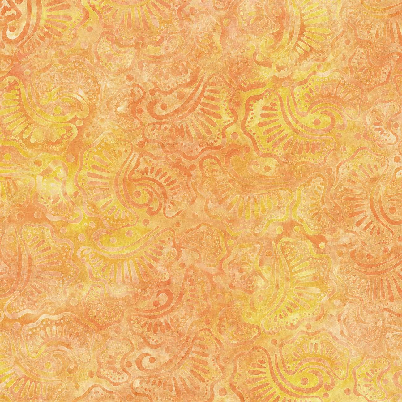 Color Splash BOM Orange Yellow Wavy Fans Batik Fabric