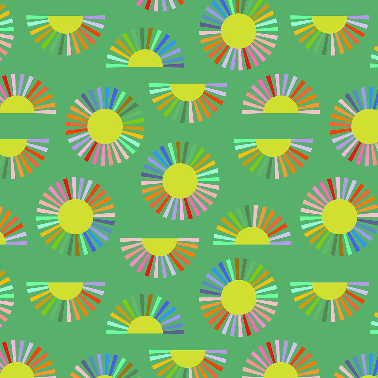 Color Wheel Green Mod Daisy Fabric-Windham Fabrics-My Favorite Quilt Store