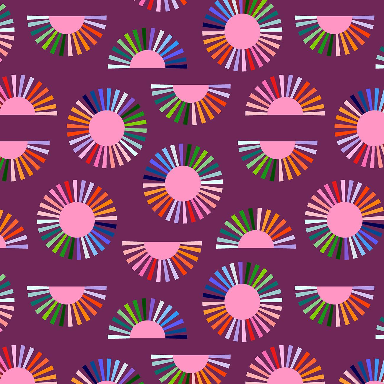 Color Wheel Plum Mod Daisy Fabric-Windham Fabrics-My Favorite Quilt Store