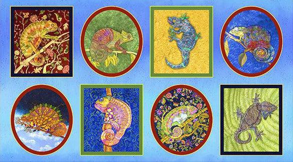 Colorful Chameleons Picture Patches Panel 24"x 43/44"-QT Fabrics-My Favorite Quilt Store