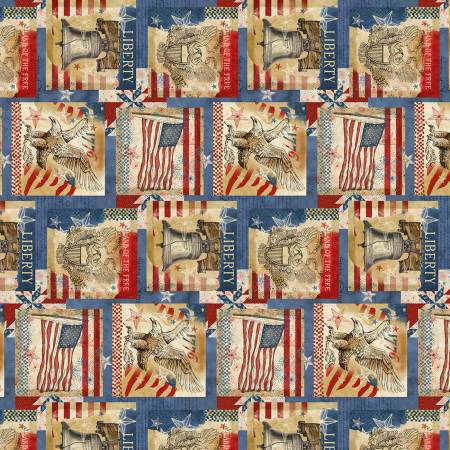 Colors of Courage Multi Block Sampler Fabric-Wilmington Prints-My Favorite Quilt Store