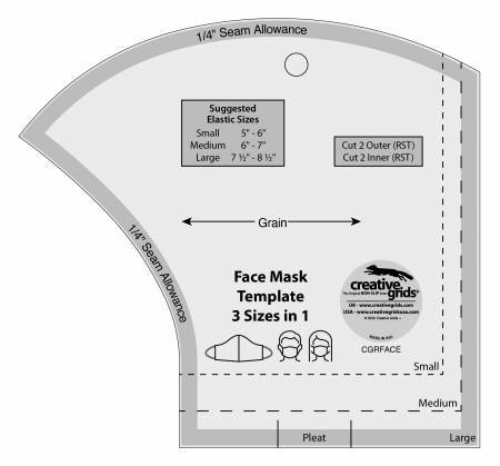 Creative Grids Face Mask Template 3 Sizes in 1-Creative Grids-My Favorite Quilt Store