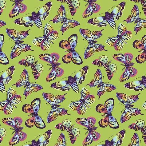 Daydreamer Butterfly Kisses Avocado Fabric