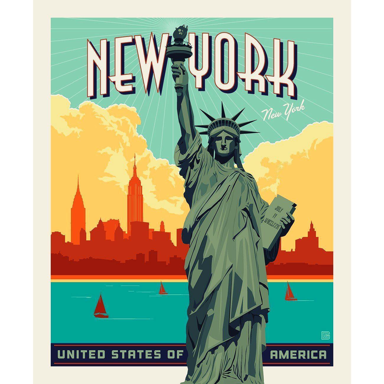 Destinations New York Lady Liberty Panel 36"x 43/44"-Riley Blake Fabrics-My Favorite Quilt Store