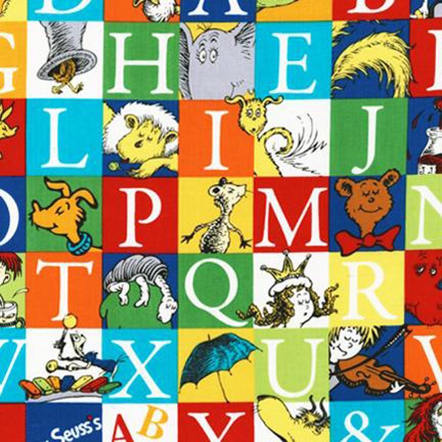 Dr. Seuss Adventure ABC Squares Fabric-Robert Kaufman-My Favorite Quilt Store