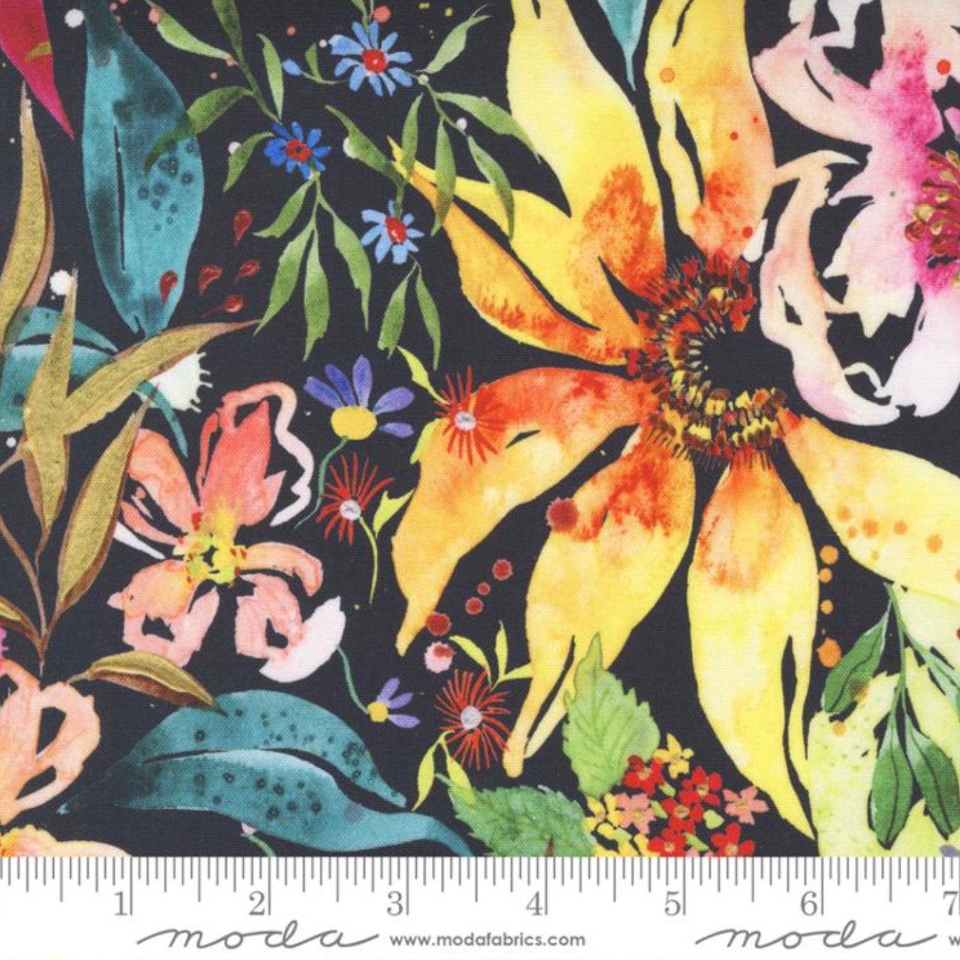 Eufloria Onyx Floribunda Large Floral Fabric-Moda Fabrics-My Favorite Quilt Store