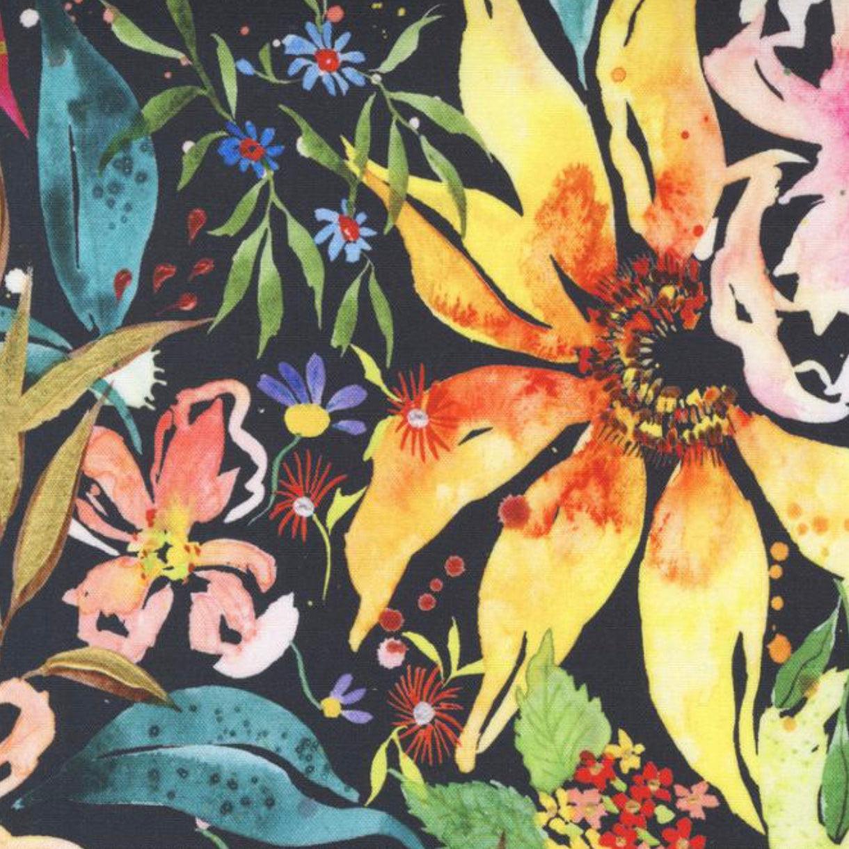 Eufloria Onyx Floribunda Large Floral Fabric-Moda Fabrics-My Favorite Quilt Store