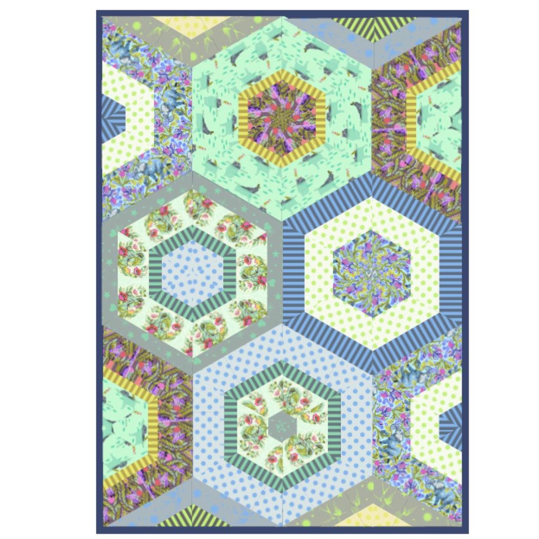 Everglow Cool Succulent Quilt Kit-Free Spirit Fabrics-My Favorite Quilt Store