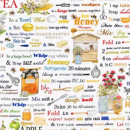 Everyday Favorites White Honey Recipe Fabric-Robert Kaufman-My Favorite Quilt Store