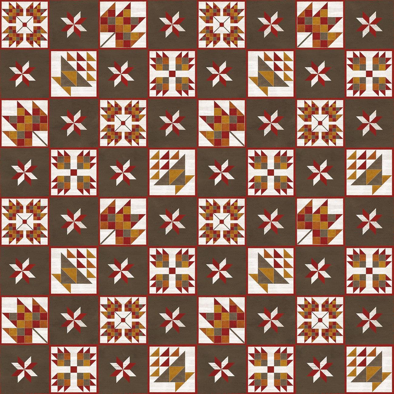 Fall Barn Quilts Blocks Brown Fabric-Riley Blake Fabrics-My Favorite Quilt Store