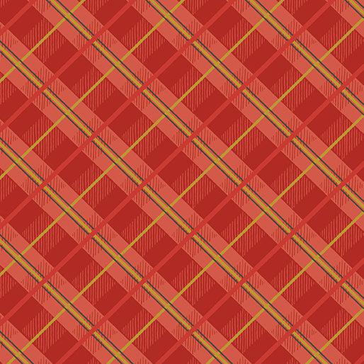 Falling Gnomes Russet Diagonal Fall Plaid Fabric-Benartex Fabrics-My Favorite Quilt Store