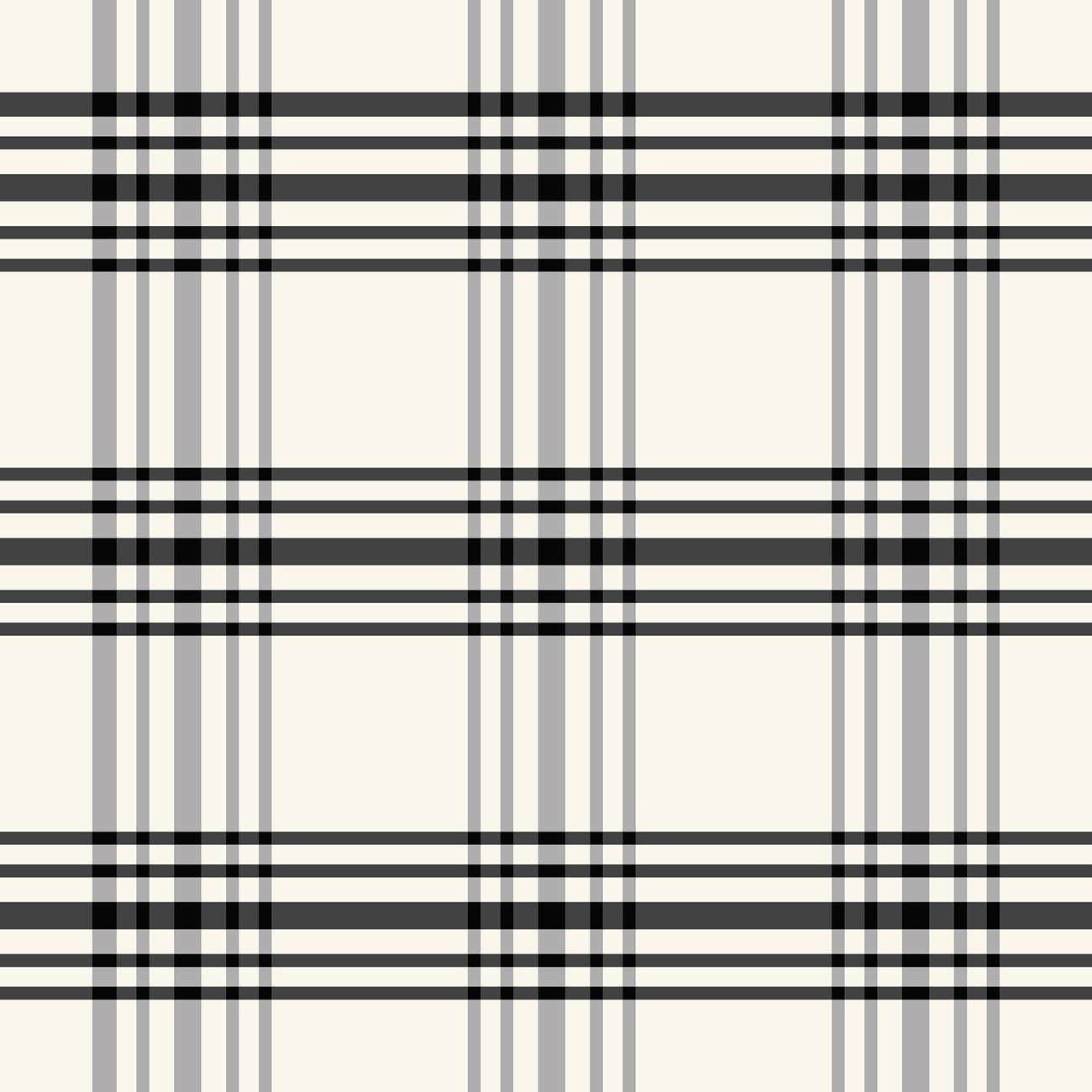 Fleur Noire Plaid Cream Fabric