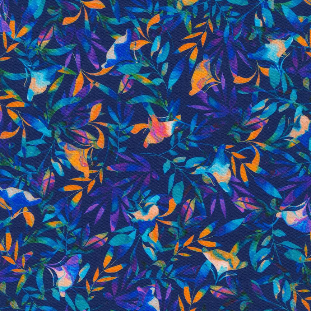 Florence Navy Leaf Fabric-Robert Kaufman-My Favorite Quilt Store