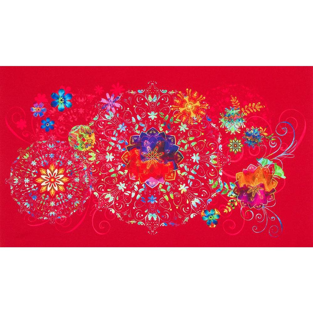 Florence Red Floral Panel 24"x 44/45"