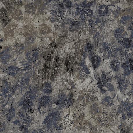 Flourish Grey Blue Stucco Leaf Blender Fabric