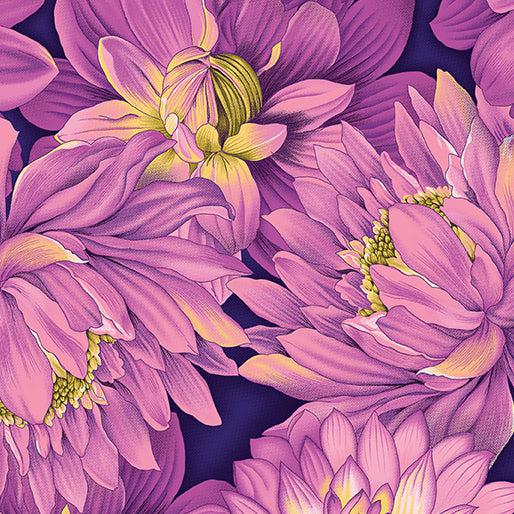 Flower Festival 2 Dahlia Purple Fabric-Benartex Fabrics-My Favorite Quilt Store