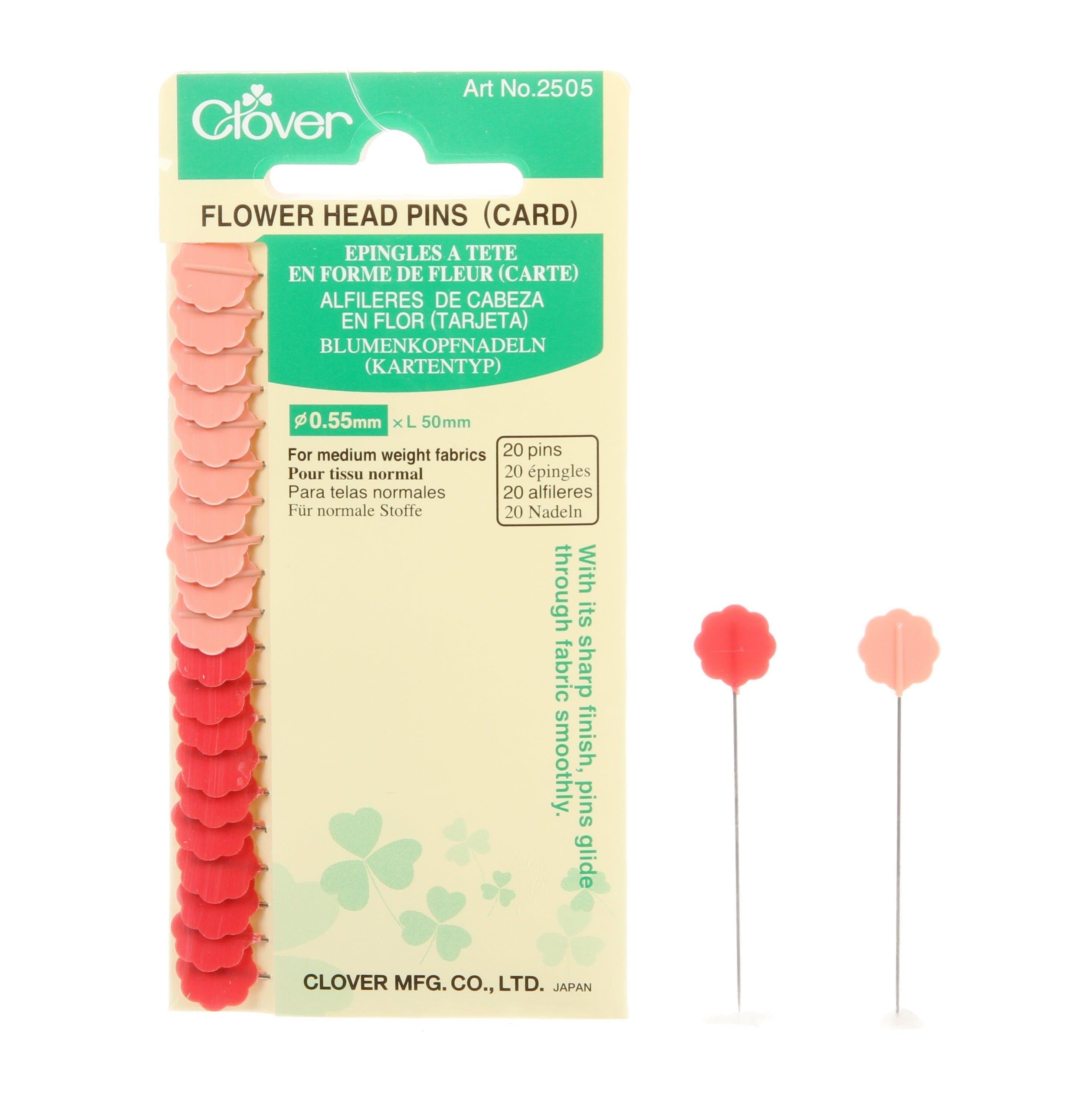 Flower Head Pink Pin Size 32 - 2in 20ct 2 colors-Clover-My Favorite Quilt Store