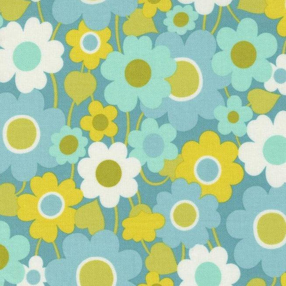 Flower Power Turquoise Groovy Garden Blossom Fabric By Maureen Mccormick Moda Fabrics My 8059