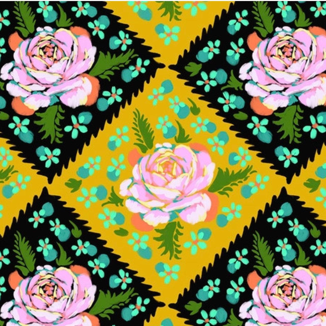 Fluent Rose Tile Butterscotch Fabric