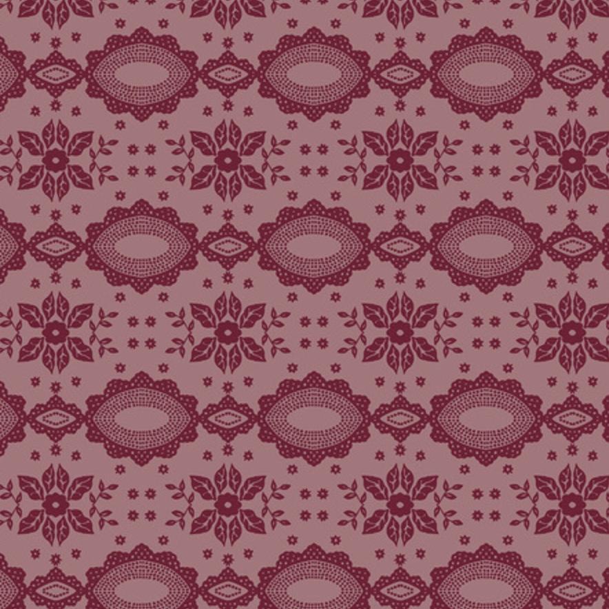 Folk Heart Lace Terracotta Fabric-Free Spirit Fabrics-My Favorite Quilt Store