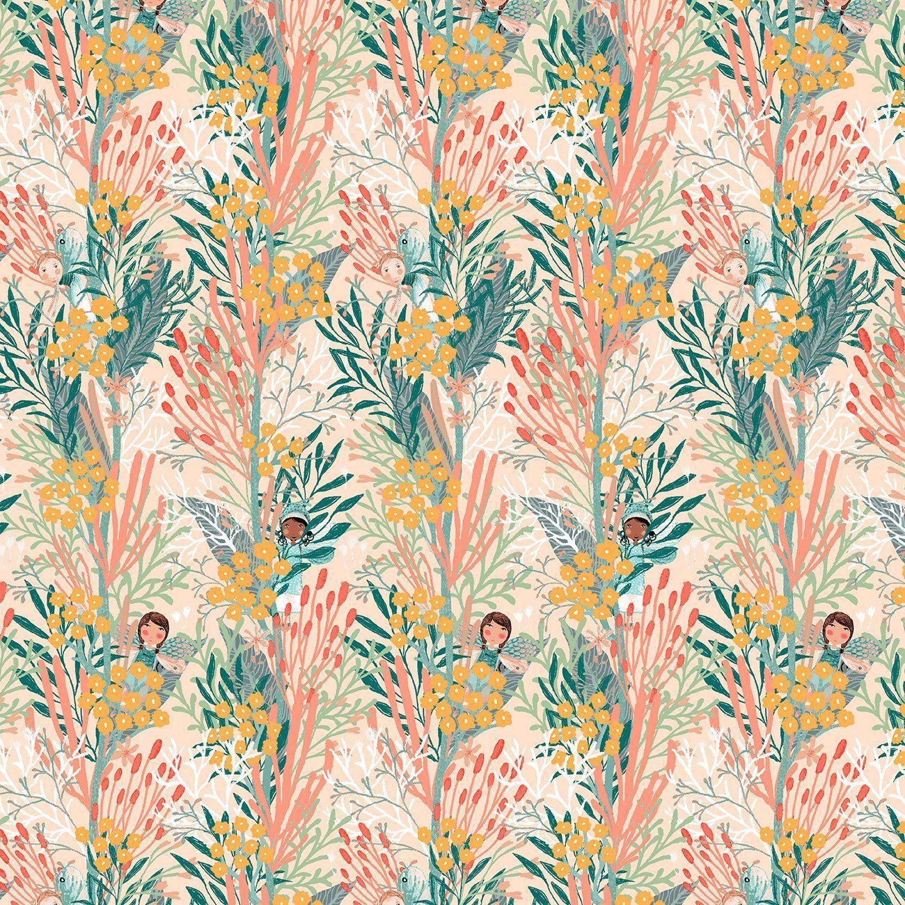 Forest Fairies Peach Wanderlust Digital Fabric