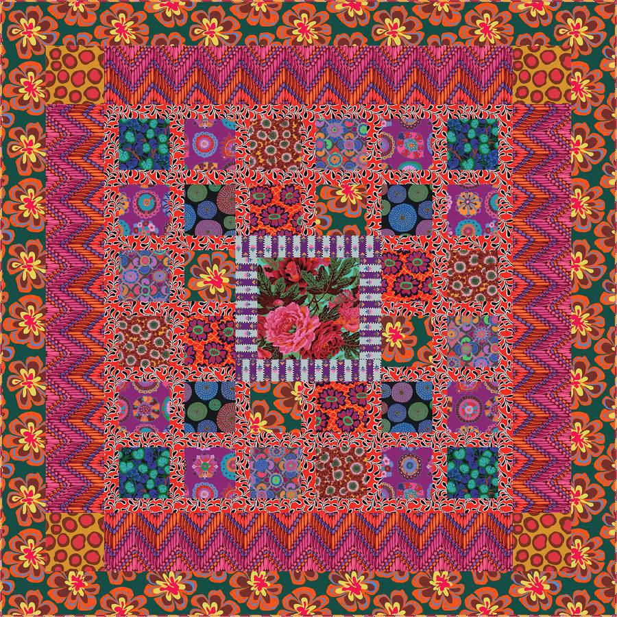 Framed Flower Red Quilt Pattern- Free Digital Download-Free Spirit Fabrics-My Favorite Quilt Store