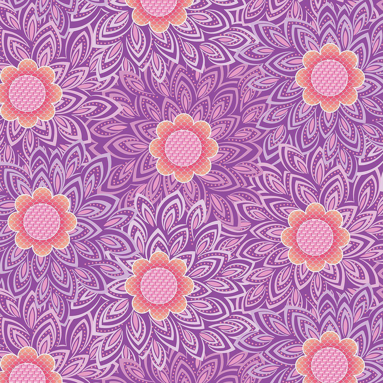 Free Motion Violet Leaves Fabric-Benartex Fabrics-My Favorite Quilt Store