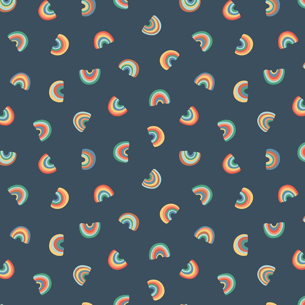 Frolic Navy Rainbows Fabric