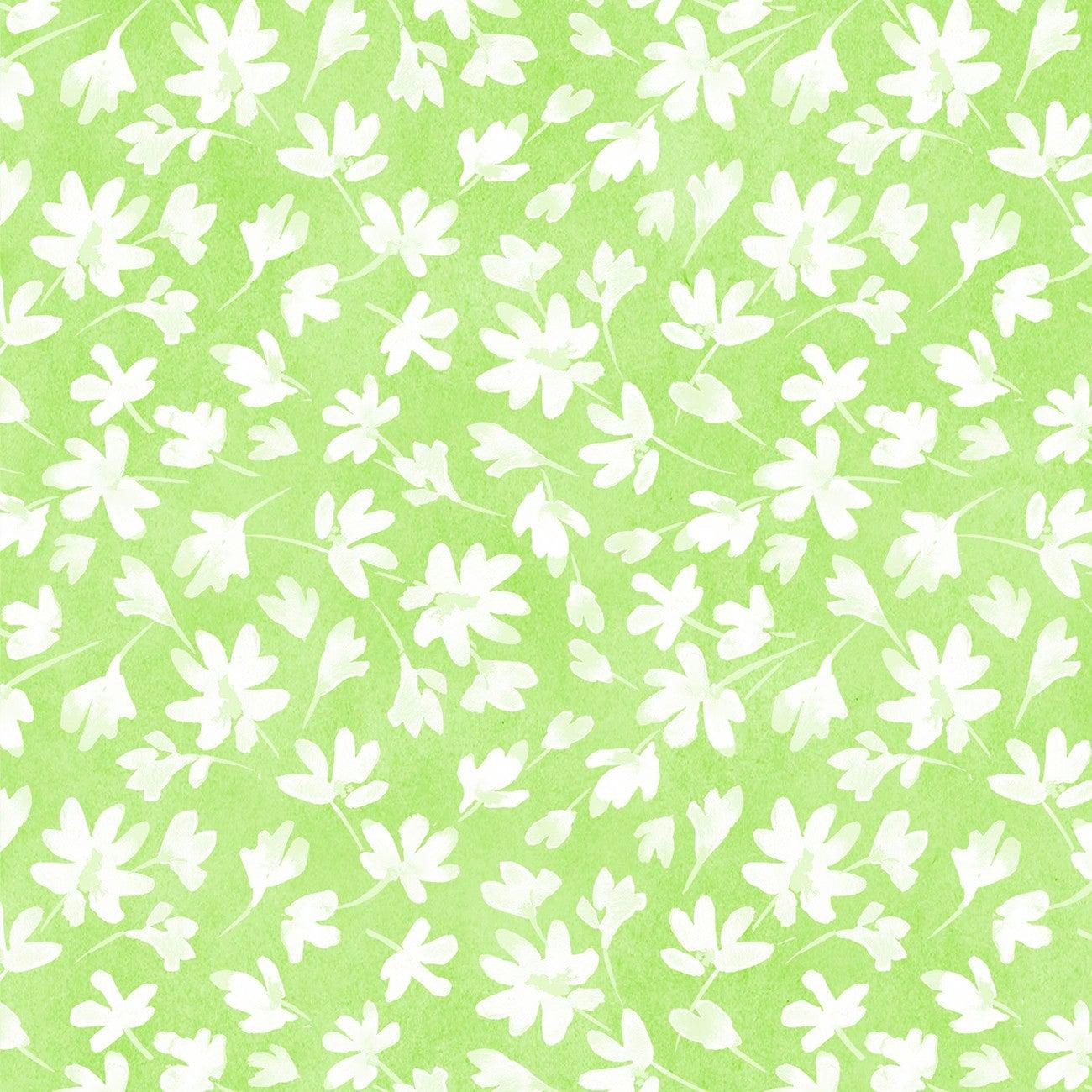 Full Bloom Light Green Monotone Flower Fabric-P & B Textiles-My Favorite Quilt Store