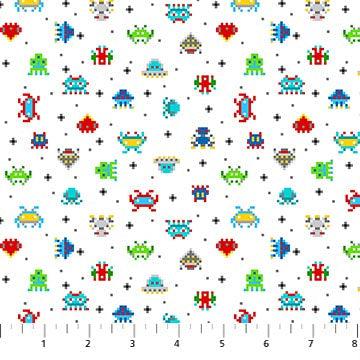 Gaming Zone White Creatures Fabric-Northcott Fabrics-My Favorite Quilt Store